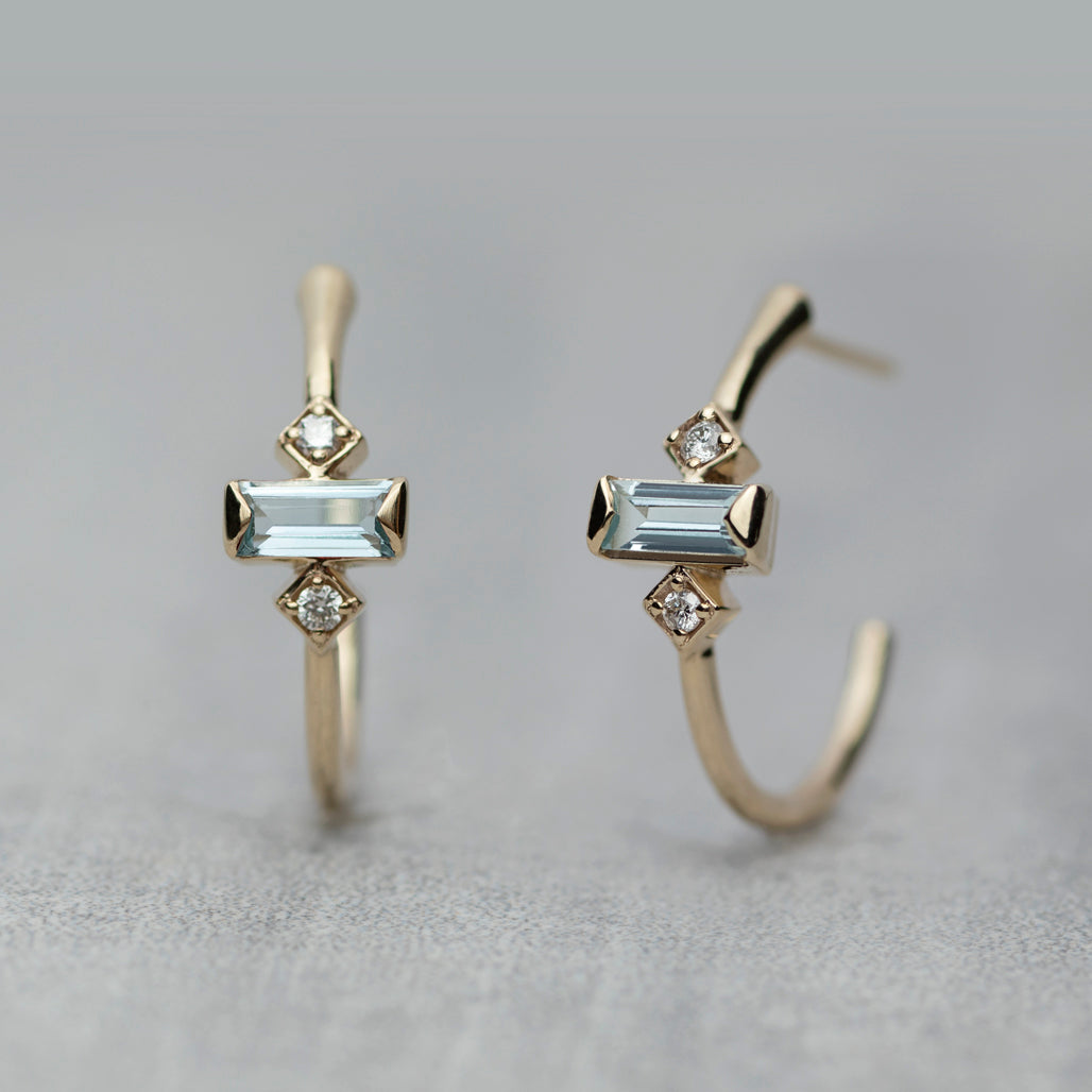 Apex Hoop Earrings - Sky blue topaz & diamonds (pair) – Ziorva